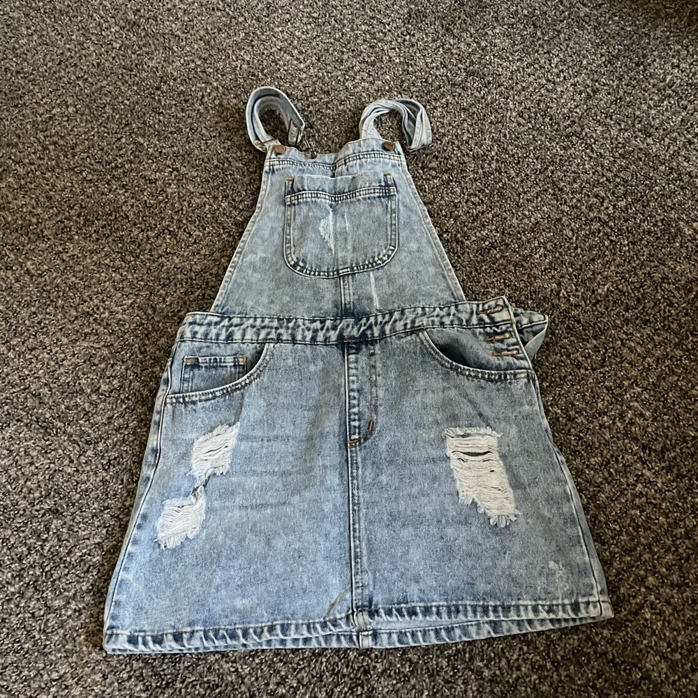 Denim dress overalls